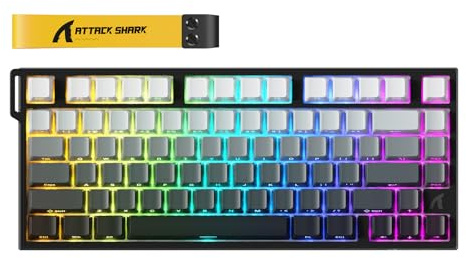 ATTACK SHARK R82 HE 8000Hz Rapid Trigger-Tastatur, 0,005mm RT-Genauigkeit, Kabelgebundene RGB 75% Gaming-Tastatur mit Magnetic Switches, Einstellbare Betätigung, Snap Tap, für PC/Mac, Mondnacht