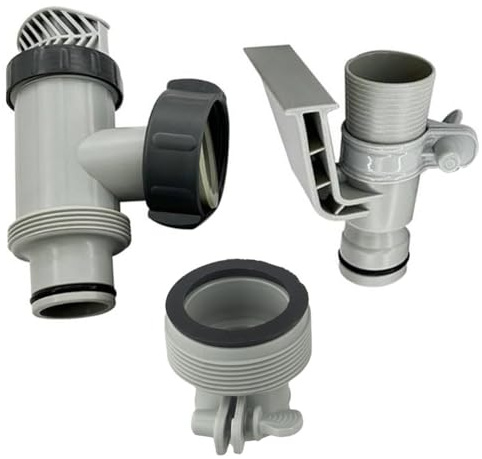 Whychstore Adaptateur de tuyau de piscine hors sol, valve à piston pour pompe à filtre à sable, adaptateur de tuyau de piscine de type B avec support de tuyau et colliers de serrage