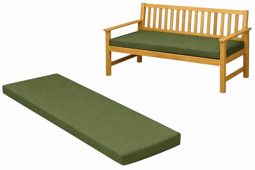 Brillars Bench Cushion Pad Outdoor Indoor - Garden Kitchen Furniture Seater 100% Waterproof Seat Foam - Zip Cover Patio Rattan Swing Hammock Rectangle Cushions (Olive Green, 4 Seater-170x52x6cm)