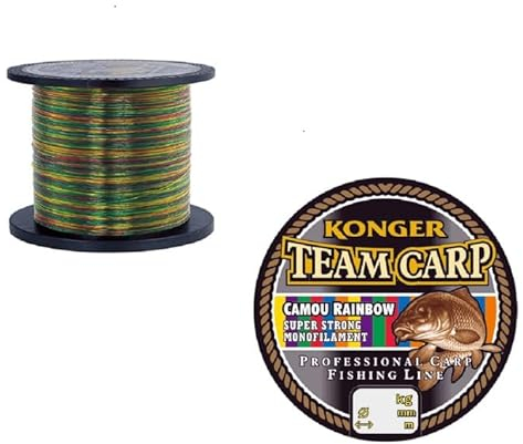 Angelschnur Konger Team Carp Camou Rainbow 600m Spule Monofile Karpfen Schnur (0,28mm / 10,00kg)