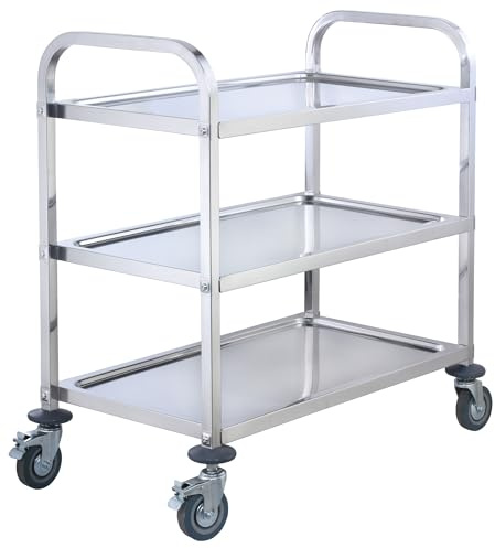 Winco 37 1/2 x 20 Large Stainless Steel Utility Trolley