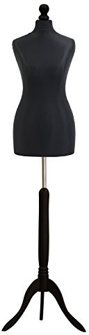 Female Tailors Dummy Bust Size 8/10 Dressmakers Fashion Mannequin Students Cream With Lightwood Stand (Black)