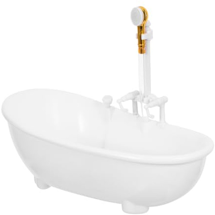 Toyvian Electric Water Spraying Bathtub Swimming Pool with Sprayer Without Battery for Doll (White)