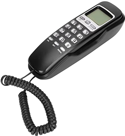 Elprico Teléfono Con Cable y Pantalla LCD - Compatible Con Función REDLAL - Teléfono Fijo Para Oficina en Casa (Negro)