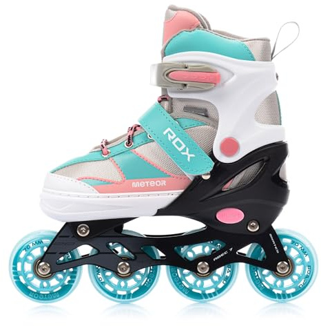 Inline Skates Children's Roller Skates Roller Skates ABEC 7 Carbon Child Safety Skates for Kids Adjustable Shoe Size (L 38-41, pink/light blue)