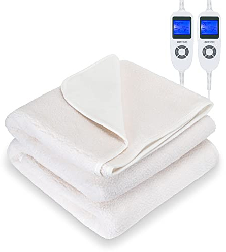 MONHOUSE Premium Weiche Fleece Heizdecke – Beheizte Unterdecke – Queen 150X200Cm – Angepasster Beheizter Matratzenbezug – Abnehmbar Und Maschinenwaschbar – Dual Controller Multi Zones, 9 Heizstufen