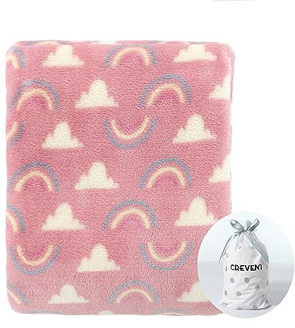 CREVENT 75cmx100cm Couverture Confortable et Moelleuse en Laine Chaude pour lit d'enfant bébé Poussette pour bébé (Coral Red Rainbow)