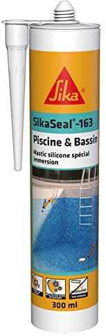 SIKA - Sigillante in silicone speciale per immersione - SikaSeal-163 Piscina & Bacino trasparente - Guarnizioni per piscine e zone immerse - Resistente al cloro - 300 ml