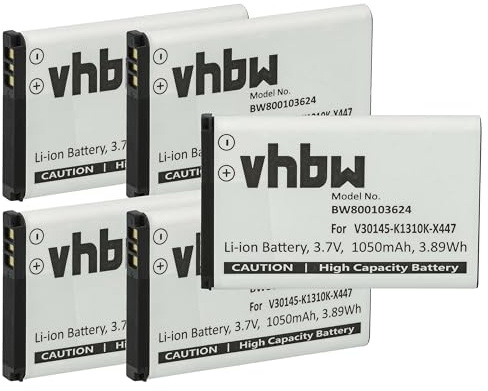 vhbw 5X Akku kompatibel mit Siemens Gigaset SL910A, SL910H, SL910 schnurlos Festnetz Telefon (1050 mAh, 3,7 V, Li-Ion)
