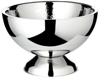EDZARD Champagnekylare Cadiz 8 l (höjd 21 cm, Ø 32 cm), fint hamrad | Champagnekylare för 3 flaskor, rostfritt stål, dubbelväggig, flaskkylare, vinkylare, dryckeskylare, skålskål, stor skål