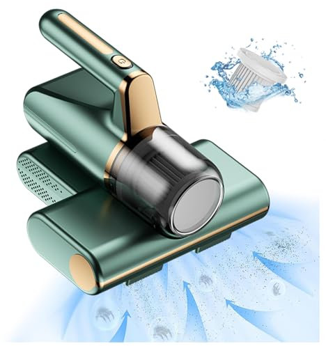 BesBet Aspirador De Acaros Colchon, Elimina El 99,9% De AléRgenos Y áCaros del Polvo Aspirador Colchones VibracióN De Alta Frecuencia, IluminacióN Ultravioleta Aspirador De Cama,Green