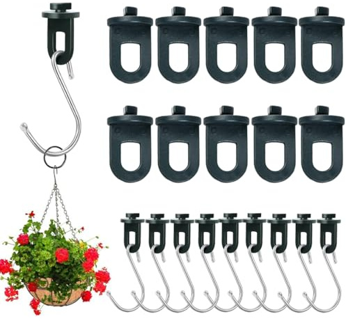JAWUZ 20x Clips para Invernaderos Clips para Colgar Plantas para Invernaderos hebillas de plástico para plantas pinzas de invernadero accesorios para plantas Incluye 10 ganchos en forma de S（verde）