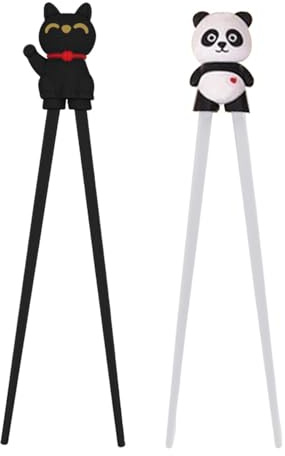 BIFHIG 1 Pezzo di Bacchette di Gatti Neri, 1 Pezzo di Bacchette Panda Love, Prodotti Creativi E Carini, Bacchette di Addestramento dei Cartoni Animati, Aiutando I Bambini A Mangiare.
