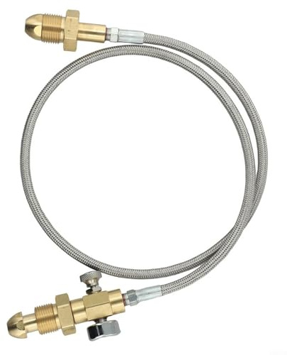 Niceminiwall BS 341 No. 3 Argon Bottle Refill Station Transfer Adapter Hose, G5/8 RH Connection Line Stainless Steel Hose 2000 PSI Pressure Gauge Range