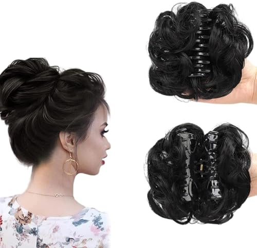 Bun Extensionsklämma, Messy Bun hårdel, Wavy Clip för mässigt bun ponytail förlängningar för en full look (A)