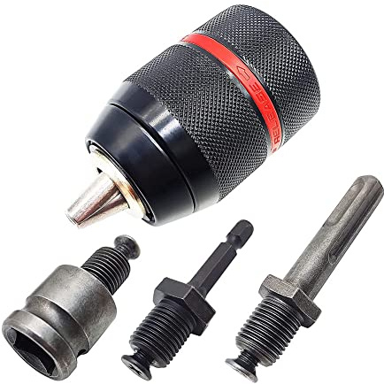 NVDHYTI Mandrino autoserrante da 1,5-13 mm, 1/2 pollice-20UNF con adattatore esagonale da 1/4 pollice, attacco quadro da 1/2 pollice SDS-Plus