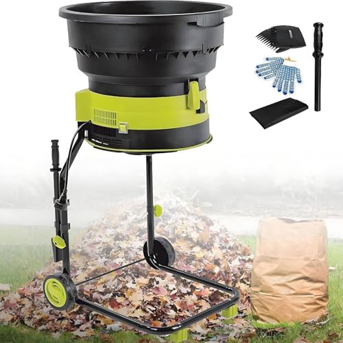 GAYAYAS Electric Leaf Mulcher Garden Shredder, Tree Branches Crusher, 17:1 Reduction, with Wheels,leaf Rake, Storage Bag, 8000rpm Chippers, For Home Use 50MPowerCord