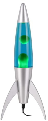 ROCKING GIFTS Große Lava-Lampe Rocket 45 cm blau-grün aus Aluminium – Dekorative und entspannende Beleuchtung für Schlafzimmer oder Schreibtisch – Lava-Lampe für Kinder, Jugendliche und Gaming-Räume