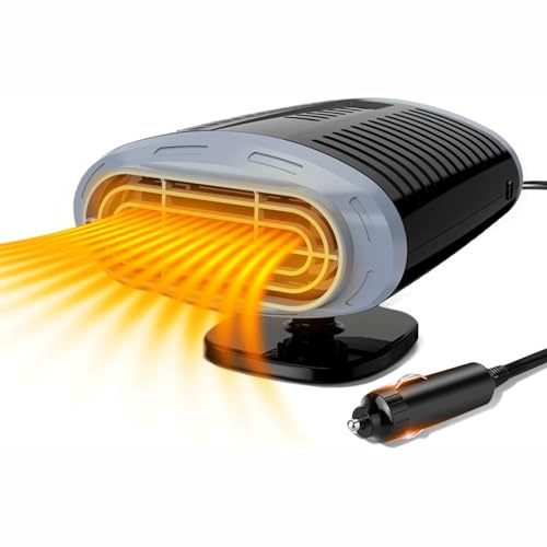 Chuankefanxing Calentador de Coche, 12V 150W Calentador de Ventilador para Coche, 2 en 1 Ventilador de calefacción y Refrigeración Rotación 360°Desempañador de Parabrisas para Coche