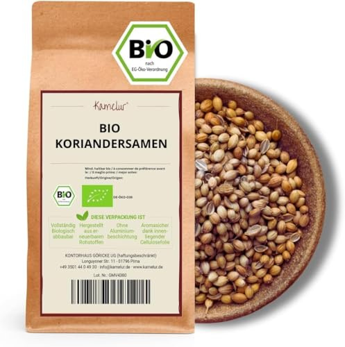 500g di semi di coriandolo BIO intero - semi di coriandolo aromatico senza additivi - in confezione biodegradabile