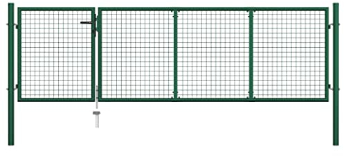 vidaXL Cancello Recinzione Classico Robusto Aniruggine con Serratura e Chiavi Ingresso Pannello Recinto da Giardino in Acciaio 350x100 cm Verde