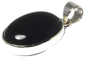Schwarzer Onyx, oval, 925er Sterlingsilber, Edelstein-Anhänger, Stein, Onyx