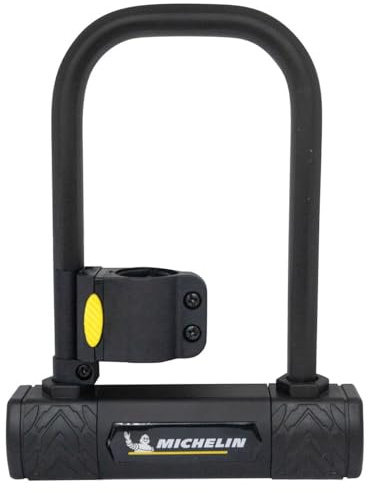 MICHELIN - Antivol U à clés 170 x 105 mm - Support inclus - Soft touch - Protection caoutchouc - Cadenas avec couvercle anti-poussière - Fixation cadre et roue - Convient à tous vélos - Poids 1.3kg