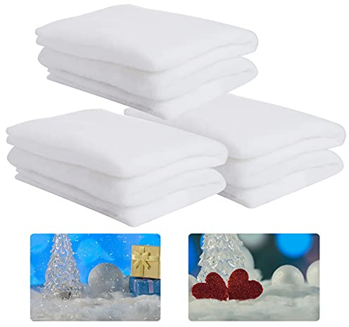 Cosweet 3 Pack 3 x 8 Ft Fake Snow Blanket, Thickened Christmas Faux Snow Sheet Artificial Snow Roll for Crafts Christmas Birthday Gifts Village Display Photo Prop