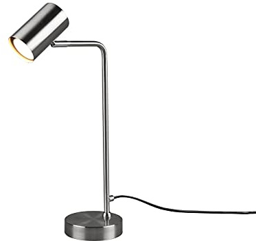 meineWunschleuchte Schreib-Tischlampe Spot schwenkbar Silber matt | Höhe 45cm, mit GU10 LED, stufenweise dimmbar, große Tischleuchte für Schreibtisch, Nachttisch & Leseecke