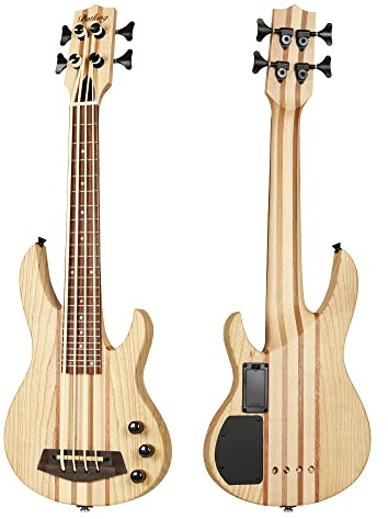 MiNi 4-saitige Ukulele, E-Bass, natürliche Farbe, Hals-Thru-Stil
