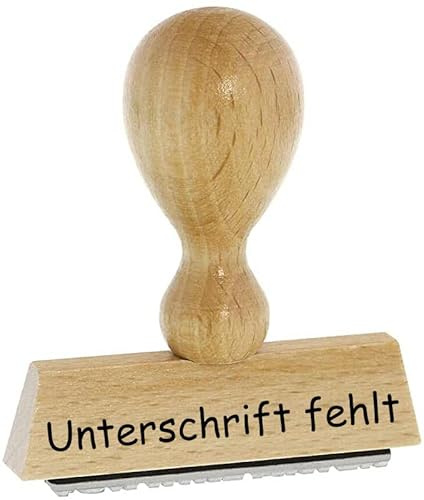 Lehrer-Stempel – Unterschrift fehlt - von Kaufhaus 2010 aus Holz & Gummi, zum Bestempeln von Schriftstücken aller Art.