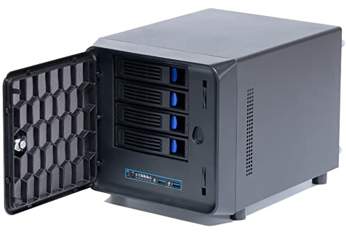 KCMconmey 4 + 1 Bay DIY NAS-Gehäuse, 4 x 2,5/3,5 Zoll Tray + 1 x 2,5 Zoll Interner Schacht, MB ITX PSU Flex, Front USB 3.0, 8cm Chassis Fan, Hot Swap Backplane, Netzwerk Attached Storage