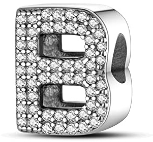Pandach Damen Charm Anhänger Buchstabe für Armband 925 Sterling Silber Charms Beads passend für Armband und Halskette, Kompatibel mit Europäischen Armbändern für Frauen Mädchen