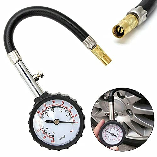 Surakey ReifendruckprüFer Geeicht, Reifendruckmesser,Reifenfüll-Messgerät, Manometer-Messbereich: 0-100 Psi,Auto Reifendruckprüfer für Auto,LKW,Motorrad Fahrrad mit Schlauch