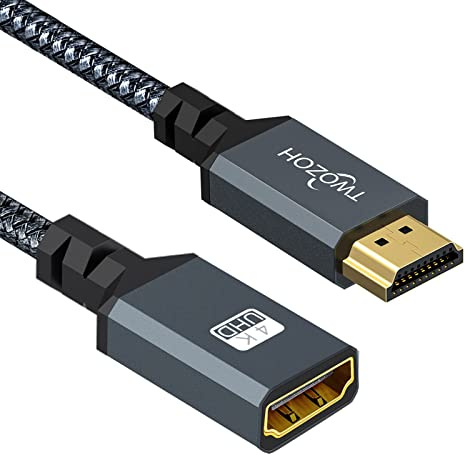 Twozoh HDMI Verlängerungskabel 3M, HDMI Stecker auf Buchse Kabel, Geflochtenes Nylon Extender, 2.0 Kabeladapter Unterstützt 4K@60Hz 3D HDR