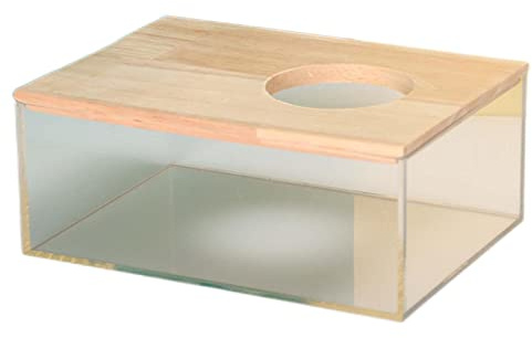 Colcolo Hamster Badebox Acryl Hamster Sand Badezimmer mit Holzdeckel für Mäuse Oder Andere Kleine Hamster, Rechteck m