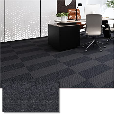 10 Stück Selbstklebende Teppichfliesen, 30 X 60 cm, Gewerbliche Teppichbodenfliesen, rutschfest, Abziehen Und Aufkleben, Teppichfliesen, Heimtextilien, Boden, Einfache Installation(Color:Dunkelgrau)