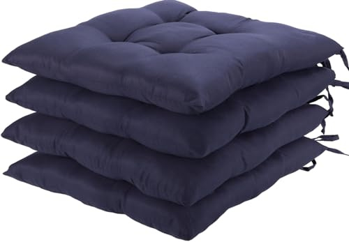 HAMO Dining Chair Seat Pad Cushions Set of 4, 38x38 cm, 15x15 inches (Navy)
