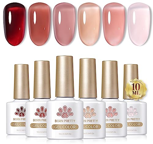 BORN PRETTY UV Nagellack Natur Naturfarbe Nude Pink Transparent Soak Off Shellac Gel Nagellack Set Milchig Weiss Pink Rose Jelly Gel Transparent