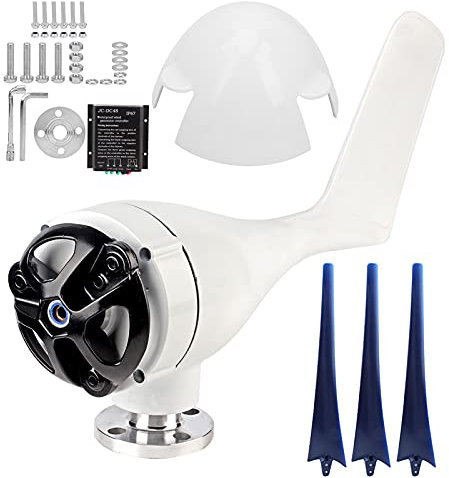 Kit de Generador de Turbinas Eólicas de 300 W, Mini Kit de Generador de Viento con 3 Aspas 12 M/s, Aerogenerador de 12/24/48 V con Generadores de Energía (Azul)