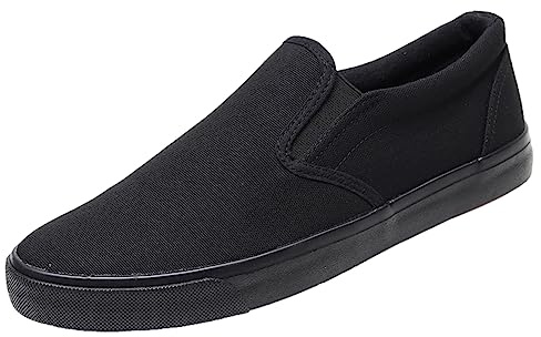 Jamron Uomo Colore Solido Slip On Scarpe di Tela Sneakers Moda Casual Plimsolls Nero SN0706142 EU43