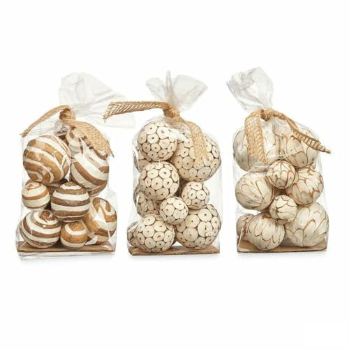 Gift Decor Dekokugel-Set weiß braun (12 Stück) S3631322 - EAN:4899888725831