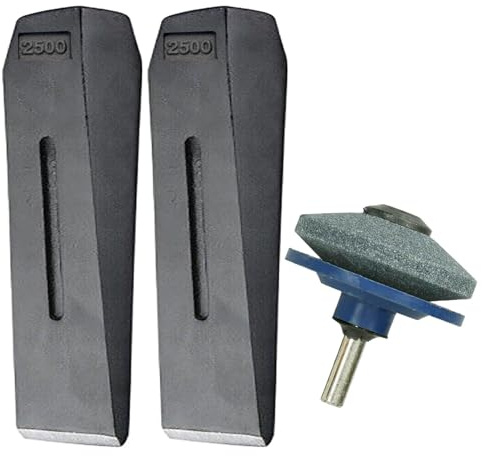 SPARES2GO Log Splitter Blade Sharpener Kit 2.5KG 10 Wood Splitting Timber Chisel Wedges + Drill Attachment