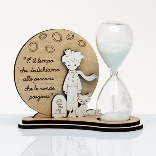 Doni Bomboniere Battesimo Segnatempo con Raffigurazione del Piccolo Maschio Bimbo Bambino Comunione Compleanno Padrino E Madrina Solidali Idee Originali Principe Volpe Campana di Vetro Rosa Frase E'