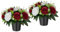 BLOSMON Artificial Grave Flowers Pots: 2 Pcs Red Silk Cemetery Flower Funeral Outdoor Decoration Memorial Floral Decorative Graveside Ornaments Fake Bouquet with Holders Burgundy Arrangements