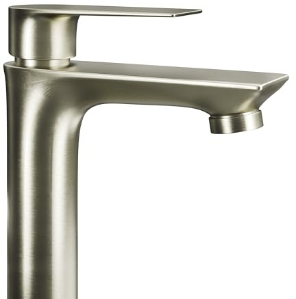 Planetmöbel Wasserhahn Bad-Mischbatterie | Waschtischarmatur mit Keramik Kartusche, Armatur für Waschbecken Badezimmer, Einhebelmischer, Höhe 17 cm, gold brush