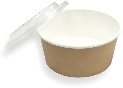 WYN WHATEVER YOU NEED 150 Tazones/Bols Desechables Kraft 750ml - Ideal para Catering - Resistente, Hermético, Seguro y Reciclable - Fácil de Transportar - Uso Frio
