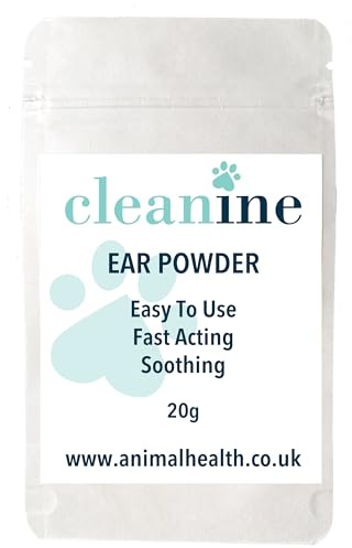 Cleanine Ear Powder Stops Head Shaking Wax, Gunk & Ear Odour For Dogs, Cats, Horses, Rabbits and Small Animals 20g
