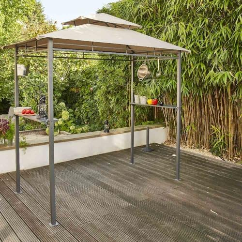 möbelando Grillpavillon >BBQ< in anthrazit, Taupe - 244x248x127 (BxHxT)