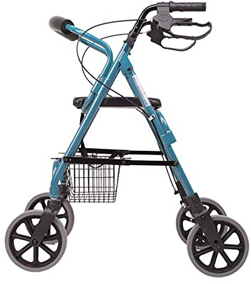 Walker, Fyrhjulsrullator, Hopfällbar Rollator Och Transportstol, Handskjutande Kundvagn För Vuxna, Seniorer, Äldre Och Handikapp Utomhus